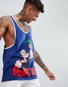 Asos Design Popeye Extreme Racer Back Tank With Contrast Binding - Navy