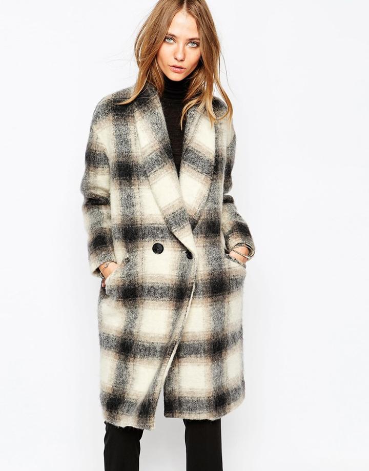 Gat Rimon Raki Coat In Check - Gray