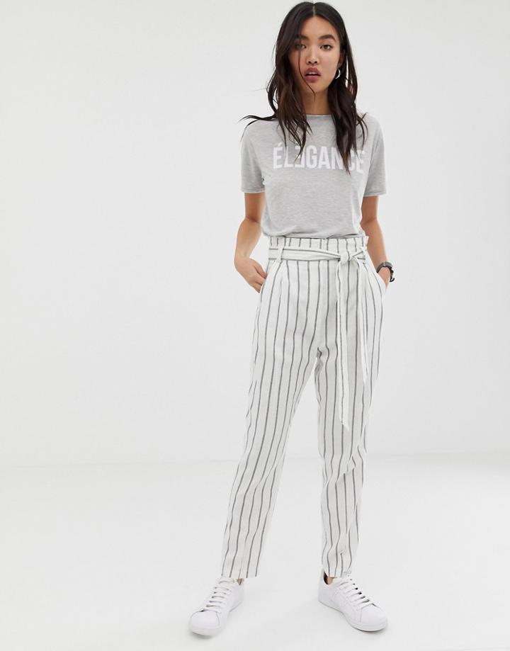 Asos Design Linen Tie Waist Tapered Peg Pants-multi