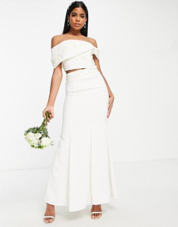 Hope & Ivy Bridal Emma Maxi Skirt In Ivory - Part Of A Set-white