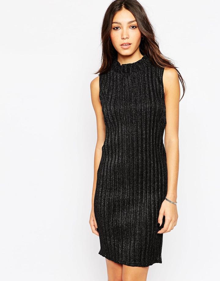 Minimum High Neck Body-conscious Dress - 999 Black
