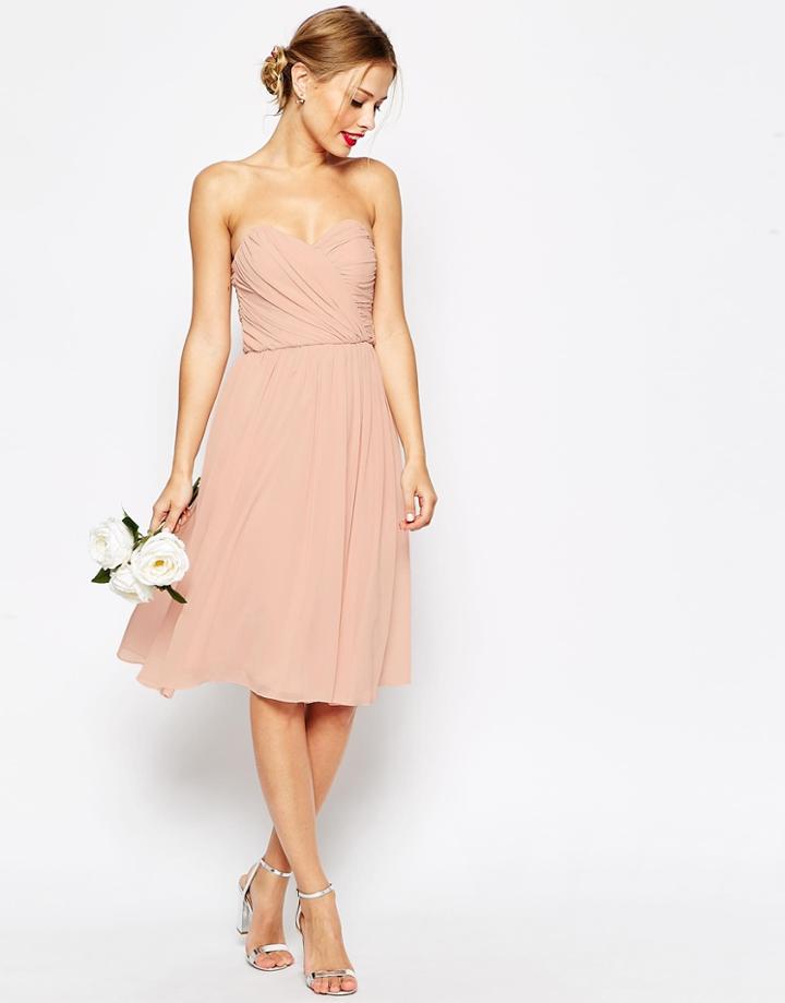 Asos Wedding Bandeau Midi Dress - Navy