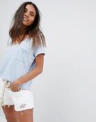 Abercrombie & Fitch V-neck T-shirt With Pocket - Blue