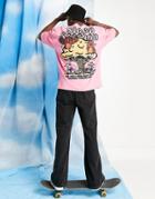 Crooked Tongues Oversized T-shirt With Mushroom Graphic Print In Purple