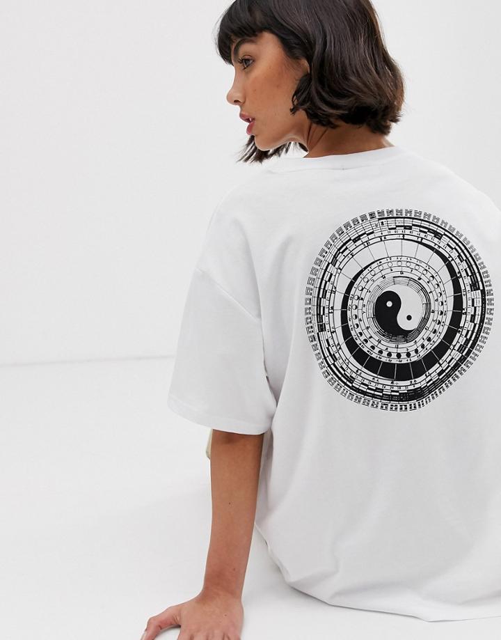 Weekday Ying-yang Oversized Tee In White-multi