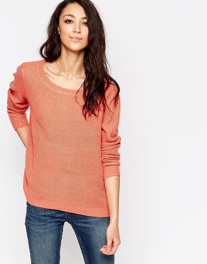 Jdy Patty Knit Jumper In Peach - Peach Whip