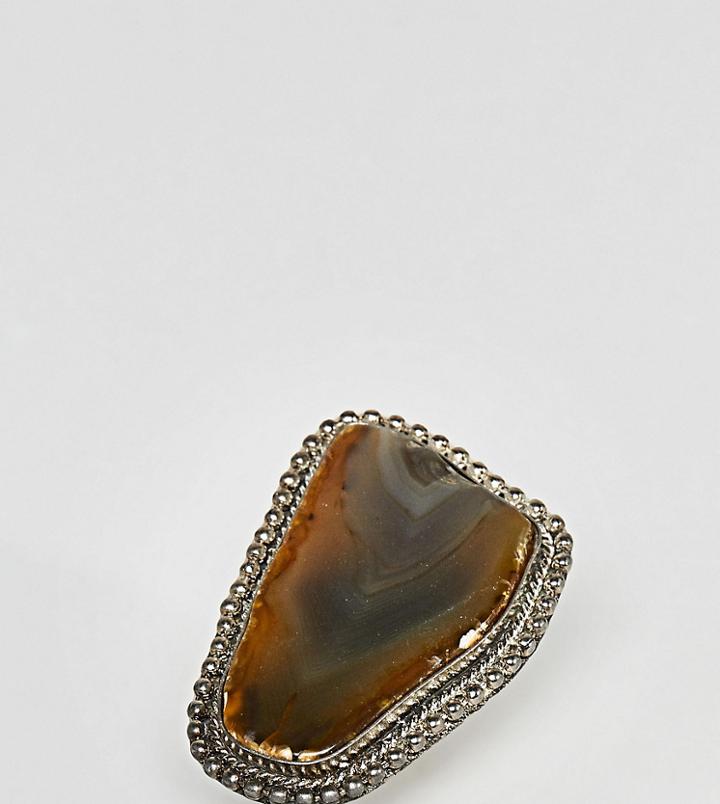 Sacred Hawk Statement Semi-precious Stone Ring - Gold