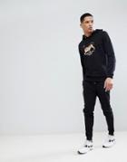 Asos Tracksuit Hoodie/skinny Joggers With Tiger Print In Black - Black
