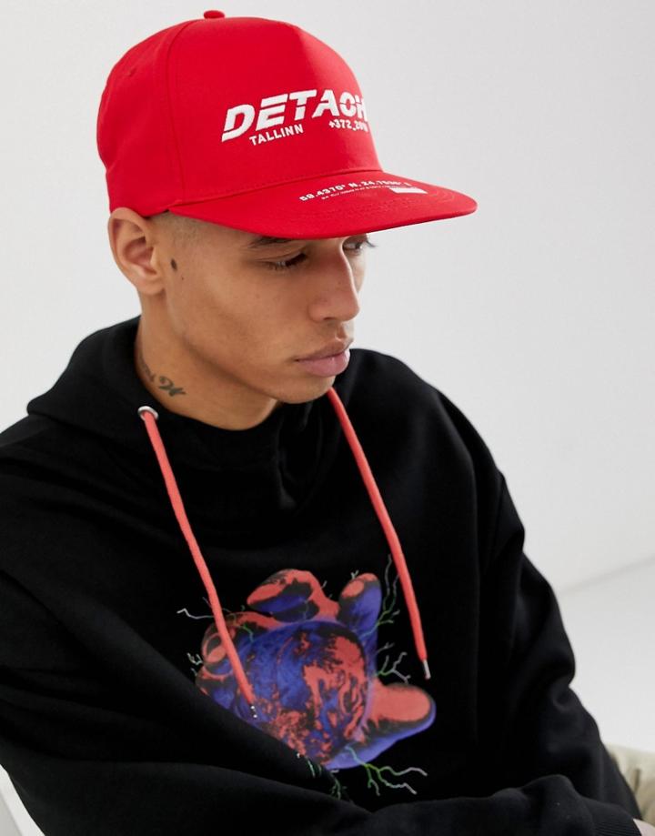 Asos Design Snapback Cap In Red With Print - Red