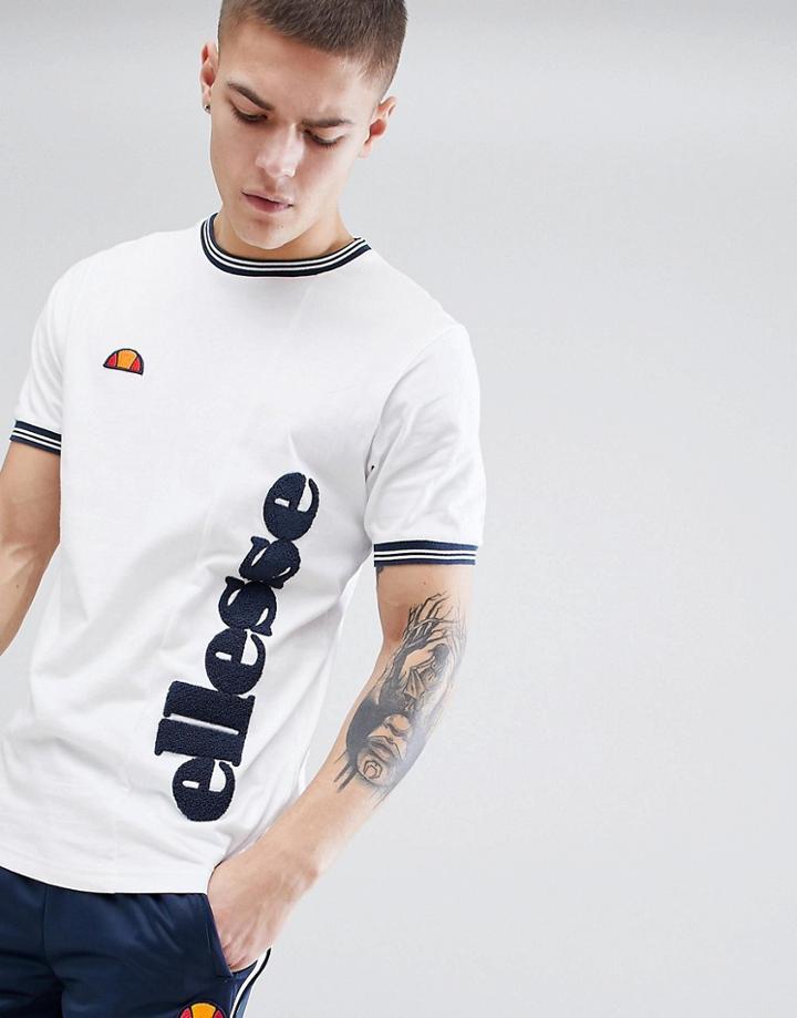 Ellesse Ringer T-shirt With Side Logo In White - White