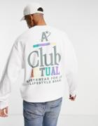 Asos Actual Oversized Sweatshirt With Front And Back Club Actual Graphic Print In White