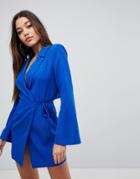 Missguided Cut Out Back Detail Blazer Dress - Blue