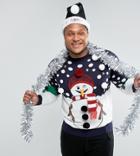 Brave Soul Plus Holidays Naughty Snowman Sweater - Navy