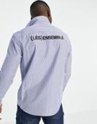 River Island Long Sleeve Stripe Shirt In Blue-blues