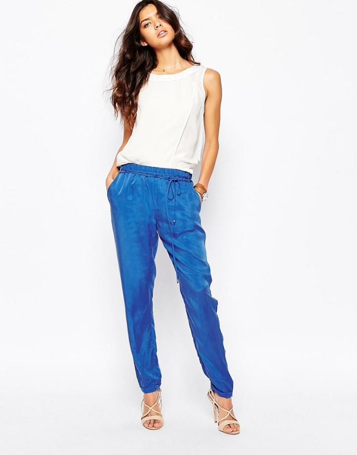 Boss Orange Sadina Soft Tailored Pants In Cupro - Blue