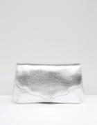 Asos Metallic Scallop Clutch Bag - Silver