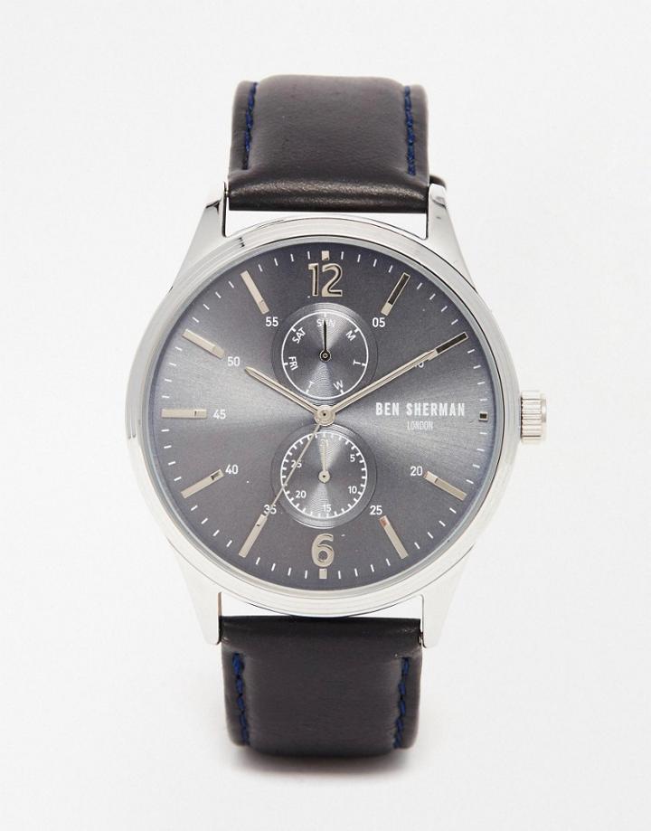 Ben Sherman Spitalfields Vinyl Leather Watch In Black - Black