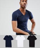 Asos Design Muscle T-shirt With V Neck 3 Pack Save - Multi