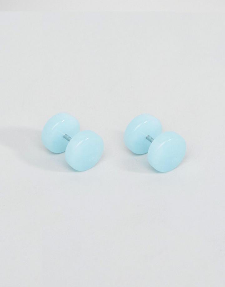 Asos Semi Precious Look Plug Earrings In Blue - Blue