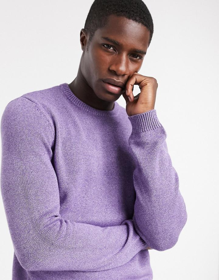 Asos Design Midweight Cotton Crew Neck Sweater In Lavender Twist-purple