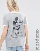 Asos Petite T-shirt With Mickey Mouse Print And Tipping - White
