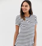 Asos Design Maternity T-shirt With Crew Neck In Stripe - Navy