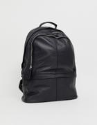 Asos Design Leather Harvard Backpack-black