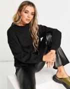 Vila Funnel Neck Sweatshirt In Black
