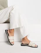Asra Syril Flat Woven Sandals In Milk Leather-white