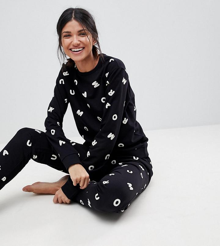 Asos Tall Lounge Multi Letter Sweat - Black