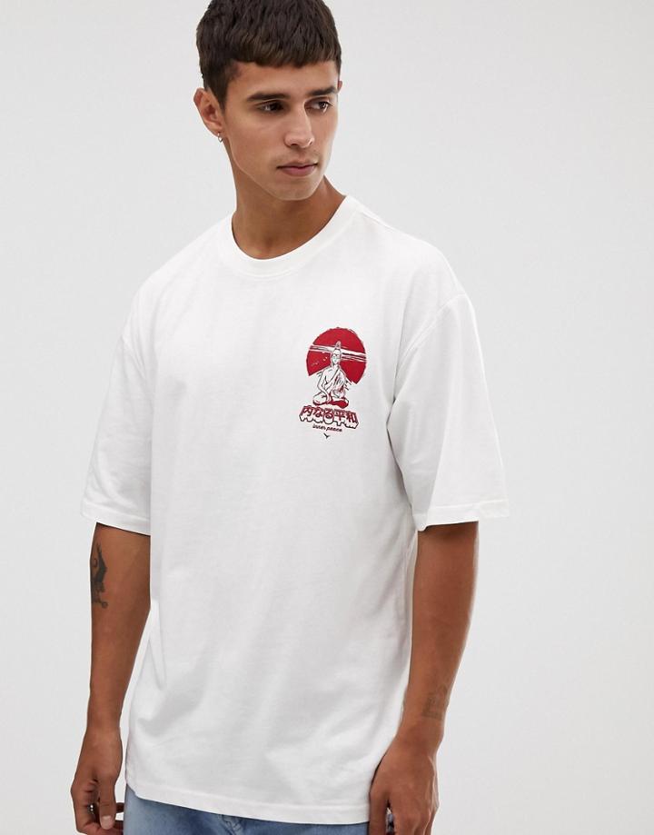 Only & Sons Boxy Fit T-shirt With Back Print-white