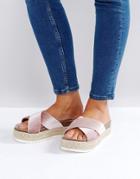 New Look Velvet Espadrille Flatform Sandal - Pink