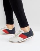 Asos Retro Sneakers In Gray Faux Suede With Red Color Flash - Gray