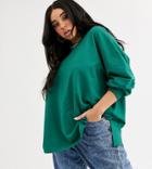 Asos Design Curve Super Oversized Lightweight Sweat With Side Splits In Teal