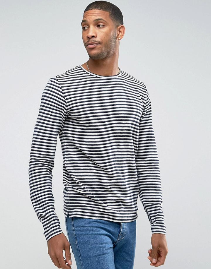 D-struct Stripe Long Sleeve Top - Navy