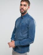 Nudie Jeans Co Henry Long Sleeve One Pocket Denim Shirt - Blue