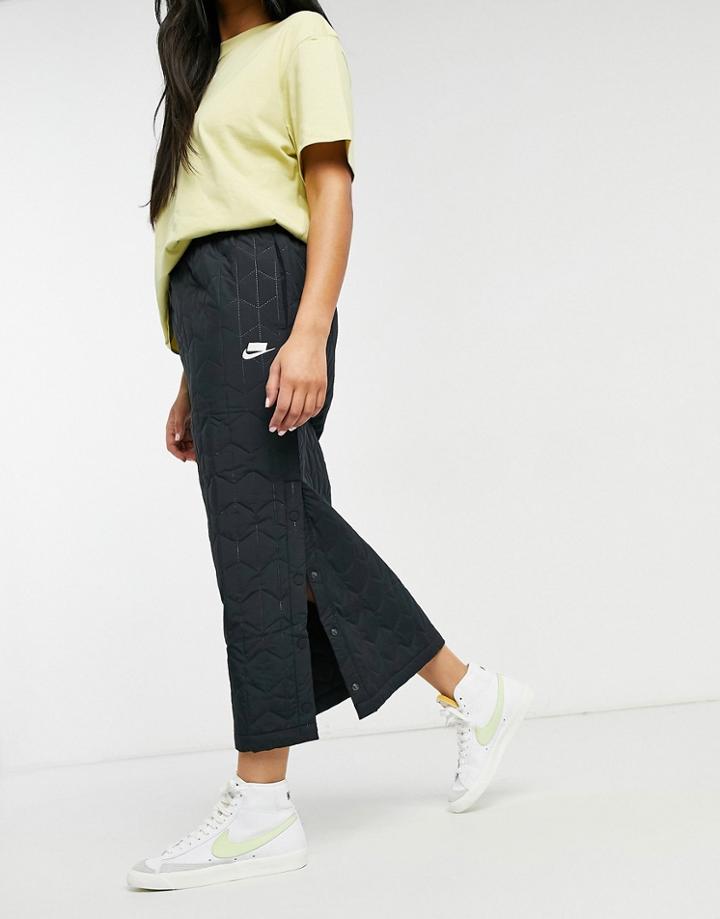 Nike Quilted Long Skirt In Black
