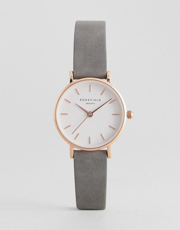 Rosefield 26wgr-264 Leather Watch In Gray - Gray