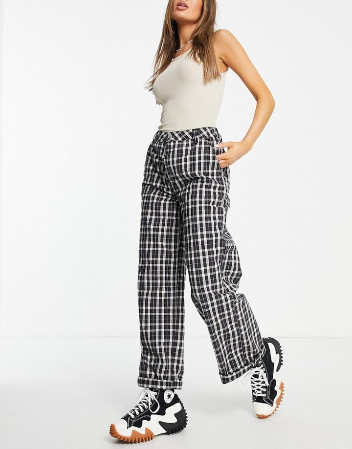 Asos Design Boyfriend Utility Pant In Mono Check-black