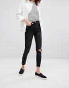 Noisy May Lexi Ankle Slit Skinny Jeans - Black