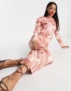 Asos Design Structured Maxi Dress With Seam Detail In Swirl Print-multi