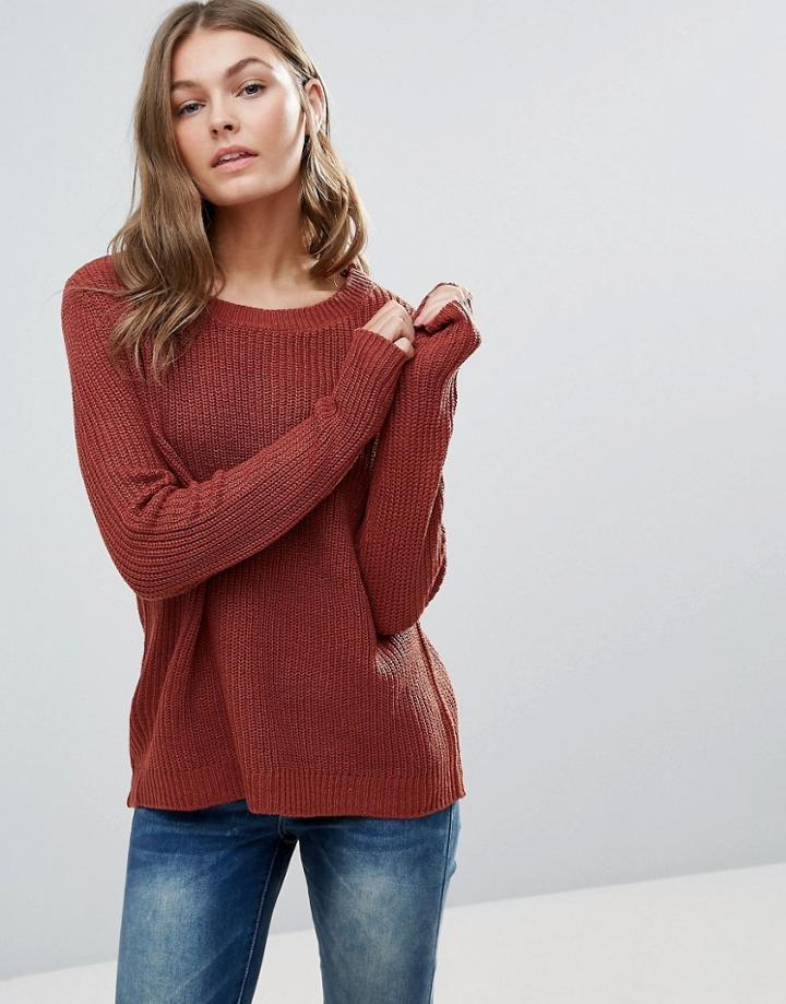 Jdy Basky Grid Knit Sweater - Red