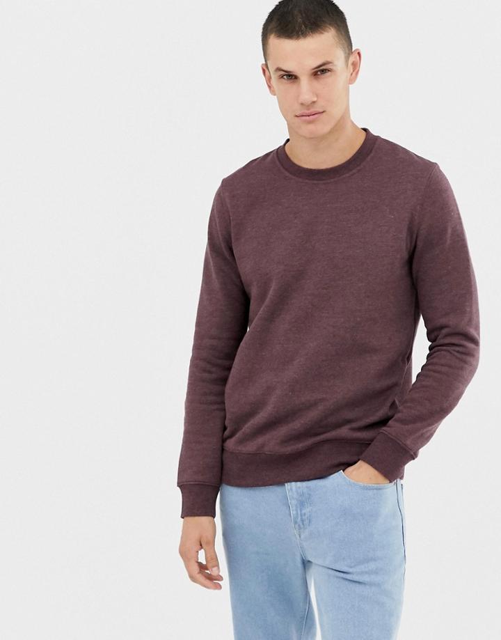 Burton Menswear Sweatshirt In Burgundy Marl - Red