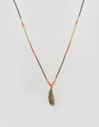 Reclaimed Vintage Beaded Feather Necklace In Brown - Brown