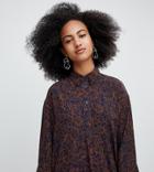 Monki Hand Drawn Flower Print Shirt Dress In Navy - Blue