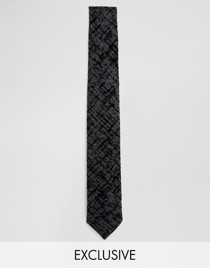 Noak Flocked Slim Blade Tie - Gray