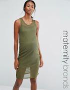Bluebelle Maternity Lounge Bodycon Mesh Dress - Green