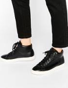 New Look Leather Look High Top Sneaker - Black