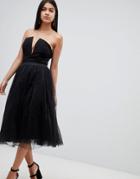 Rare Plunge Midi Tutu Dress - Black
