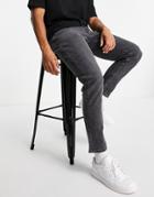 Selected Homme Cotton Slim Tapered Jeans In Washed Black - Black